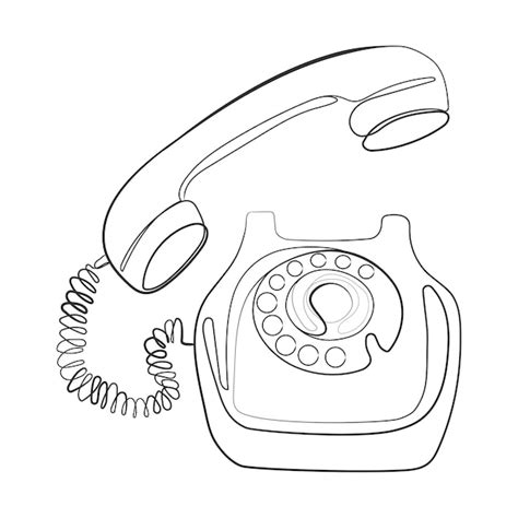 Premium Vector Old Rotary Telephone Line Art Black And White Drawing