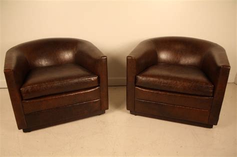 Leather barrel chair nh674992 noble house furniture. Pair of Leather Barrel club Chairs at 1stdibs