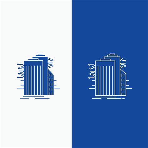 Building. Technology. Smart City. Connected. internet Line and Glyph