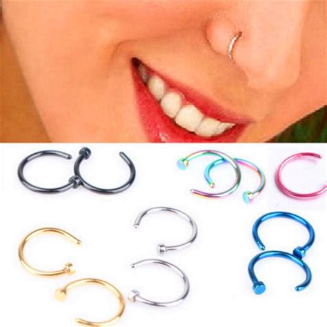 Fashion Fake Septum Medical Titanium Nose Ring Piercing Silver Gold Body Clip Hoop For Women