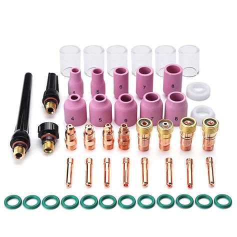 49PCS TIG Welding Torch Accessories Kit Body Glass Cup Alumina Nozzle