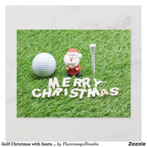 Golf Christmas With Santa And Golf Ball On Green Holiday Postcard Golf