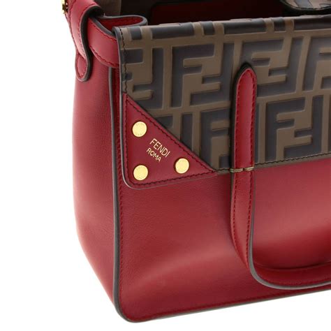 Fendi Small Tote Bag In Leather With Ff Details Crossbody Bags Fendi