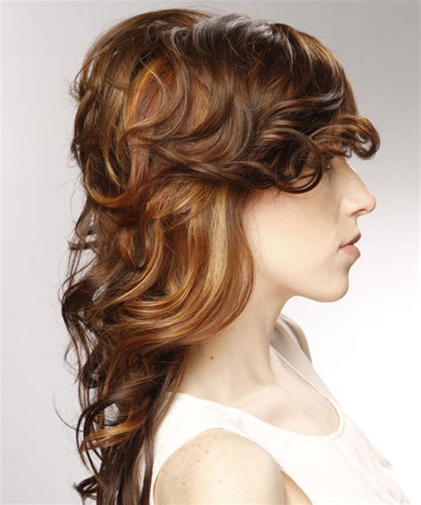 Long Curly Formal Hairstyle With Side Swept Bangs Light