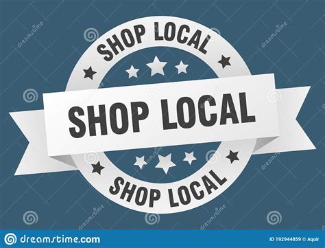 Shop Local Round Ribbon Isolated Label Shop Local Sign Stock Vector