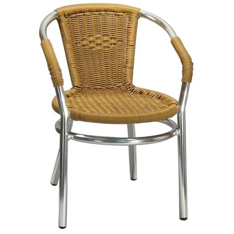 Okida 2 piece outdoor dining chairs, cast aluminum chairs with cushions, patio bistro chair set of 2 for. Aluminum Patio Arm Chair with Faux Honey Rattan