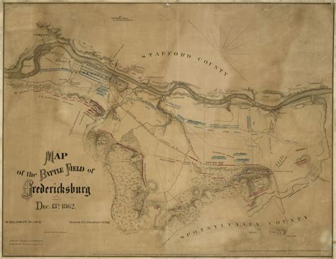 Map Of The Battle Field Of Fredericksburg 12 13 1862 Blackburn