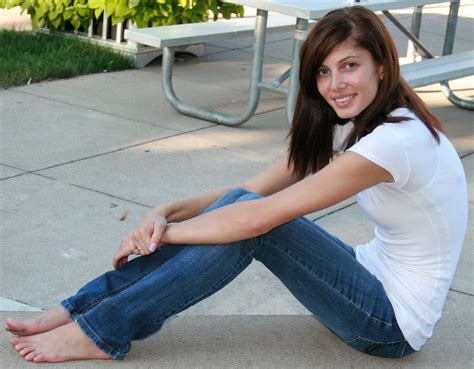 Female Barefoot Blue Jeans