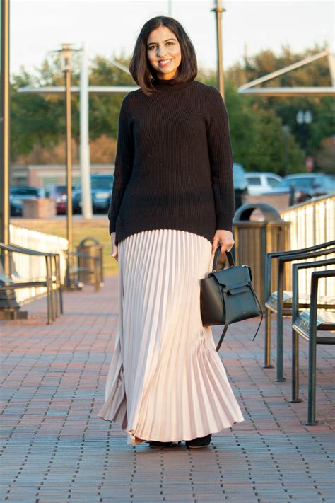 One Of My Favorite Ways To Style A Pleated Maxi Skirt Is With A Cozy
