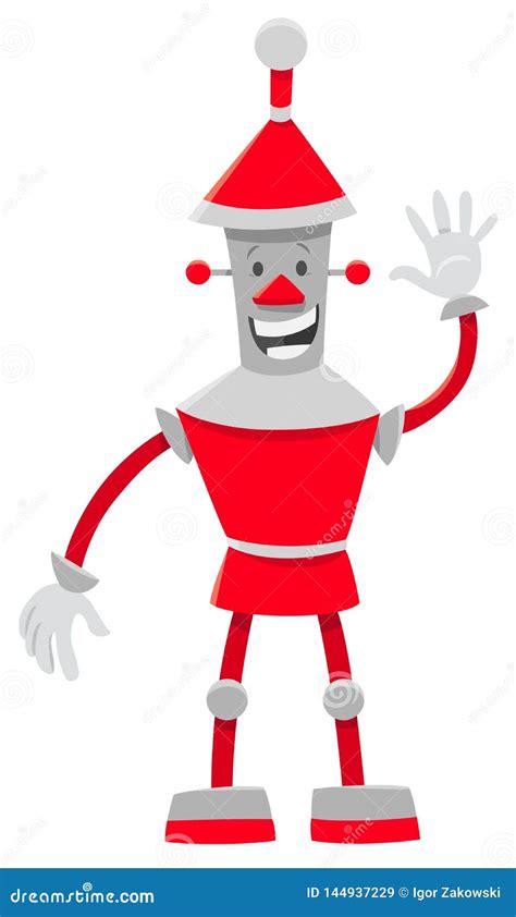 Red Robot Cartoon Comic Character Stock Vector Illustration Of Flat
