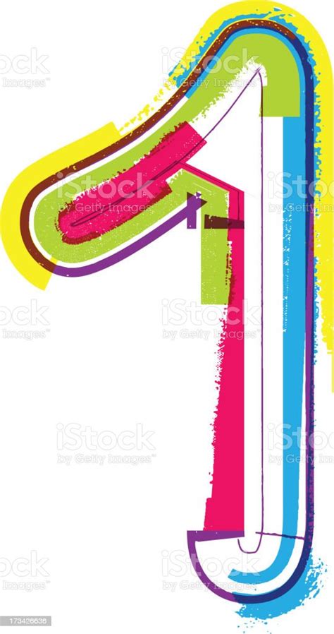 Colorful Grunge Font Number 1 Stock Illustration Download Image Now