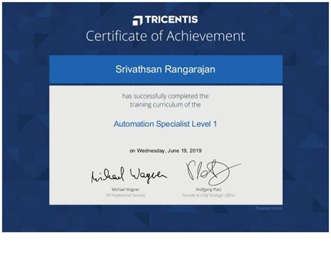 Automation Specialist Level1 Certificate
