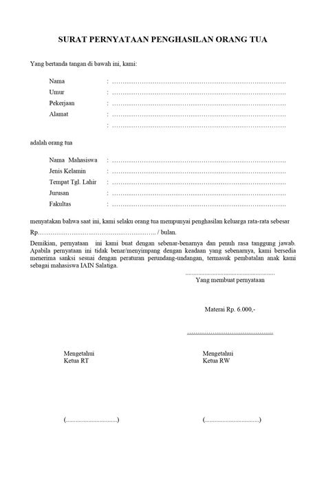 Surat Keterangan Penghasilan: Fungsi, Contoh, dan Cara Membuatnya