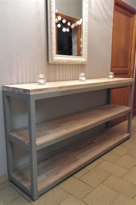 Console snack droite, console snack inclinée ou console snack design : De l'originalité pour cette console ou billot de cuisine , en acier et chêne | Mobilier de salon ...