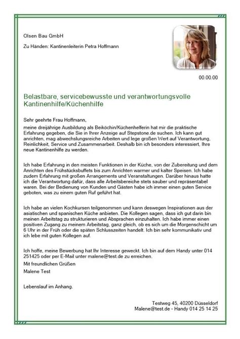 Bewerbung Kuchenhilfe Vorlage