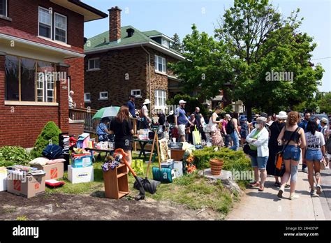 Ottawa, Canada - May 27, 2023: A huge crowd of people browse for deals