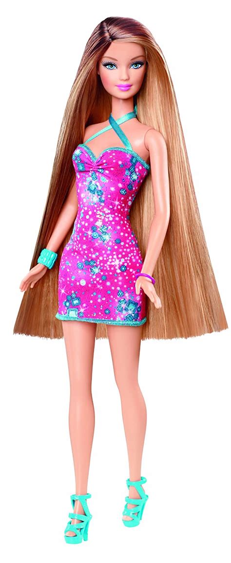 barbie hairtastic pink dress long brunette hair doll toys and games
