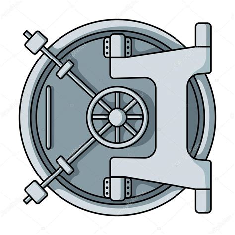 Bank Vault Icon In Cartoon Style Isolated On White Background Money