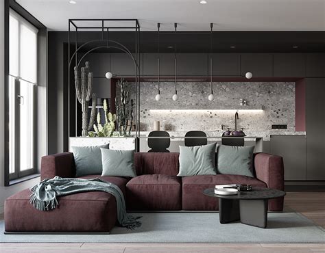 Apartment In Onyx Colours On Behance In 2019 Living Room Interior