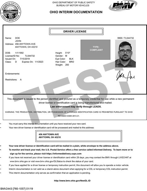 Ohio Drivers License Template Free Fasrmat
