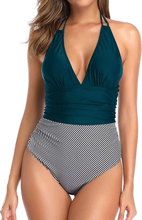 Holipick Tummy Control One Piece Swimsuits For Women Halter Bathing