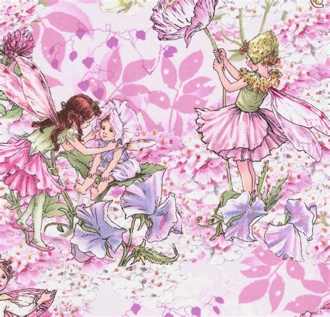 Cicely Mary Barker Flower Fairy Fairies Characters On Pink Cotton