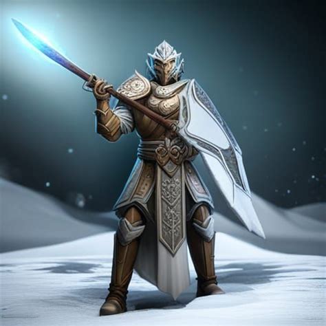 White Dragonborn Paladin With A Crystal Greatsword Ai Generated