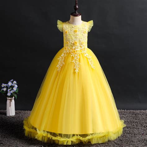 Kids Girls Ball Gown Dress Wedding Princess Bridesmaid Tulle Party Prom