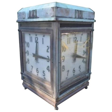 A clock is a device used to measure, verify, keep, and indicate time. Spectacular Over Sized Antique Bank Four-Sided Outside ...