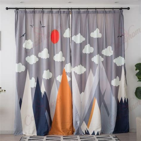 Mountain And Cloud Blackout Thermal Grommet Window Curtains Beqvmepq