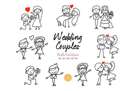 Hand Drawn Doodle Wedding Couple Svg Graphic By An8designhappiness