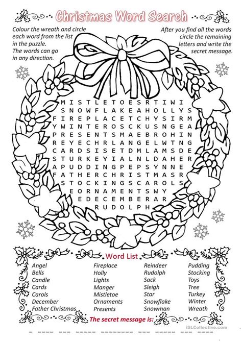 800 x 1400 jpeg 630 кб. Christmas word search worksheet - Free ESL printable ...