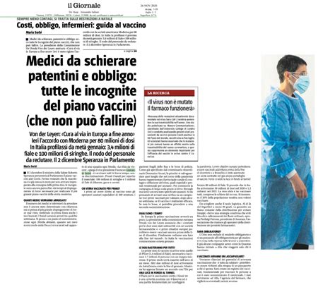 Piano Vaccini Anti Covid Leoni Al Giornale La Sfida Vaccinare Tutti Subito OMCeO Venezia