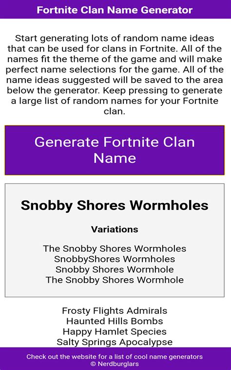 Clan Name Generator For Fortniteamazonitappstore For Android