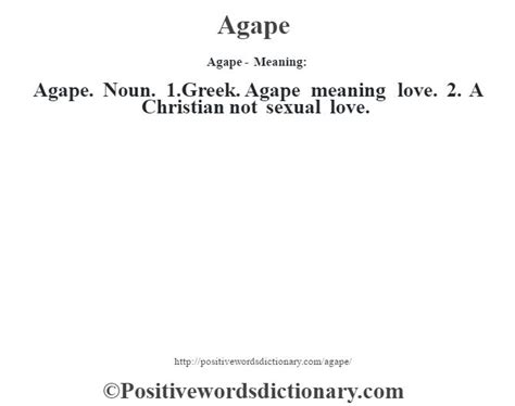 Agape Definition Agape Meaning Positive Words Dictionary Positive