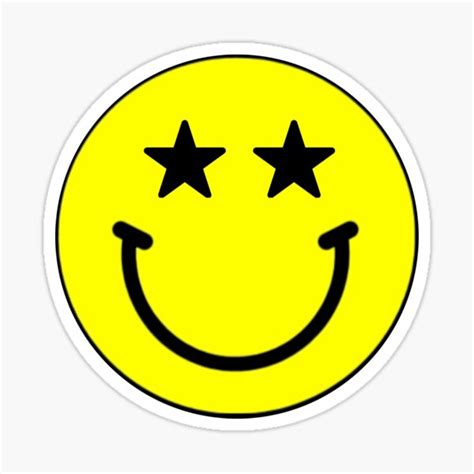 Smiley Face With Star Eyes Sticker By Closofly Redbubble
