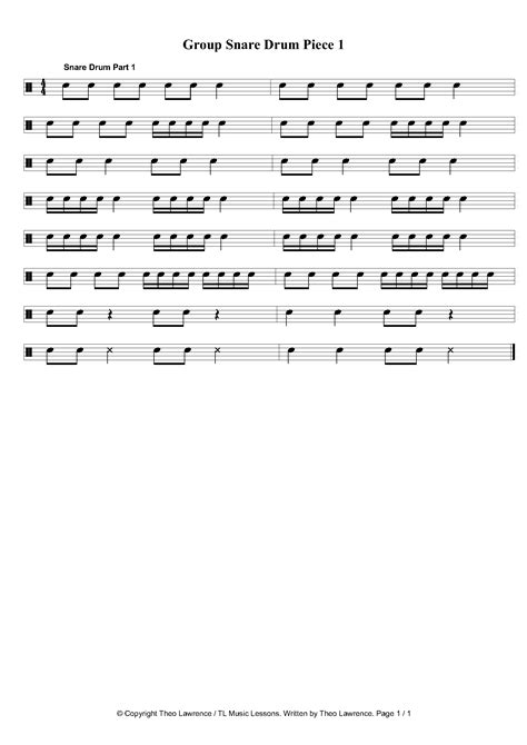 Group Snare Drum Piece 1 With 3 Parts For Beginners And Intermediate