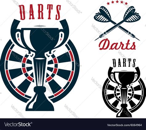 Darts Symbols With Dartboard And Cup Royalty Free Vector