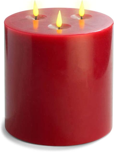3 Wick Flameless Candle 6x6 Extra Large Pillar Candle Realistic 3d