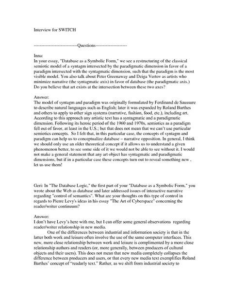The apa interview writing format has specific rules for how to write an interview paper. Sample Interview Essay | The Document Template