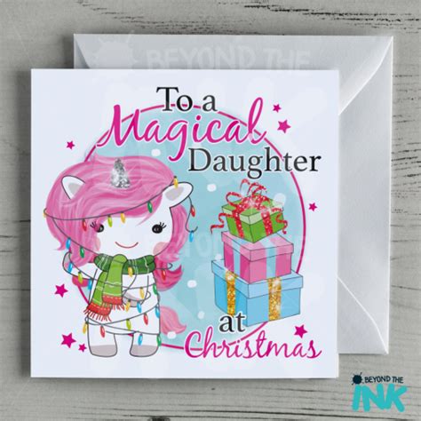 personalised unicorn relation christmas card beyond the ink