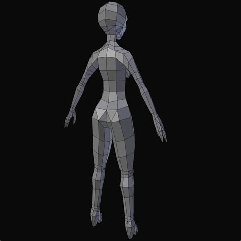 Humanoid Female Character Low Poly 3d Base Mesh 3d Model 6 Blend