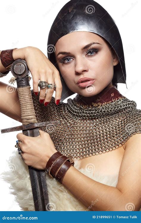 Medieval Female Knight In Armour Stock Image Image Of Heavy Fantasy