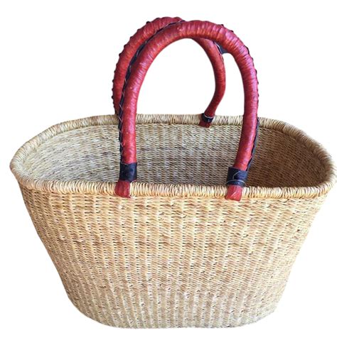 African Natural Woven Market Basket Chairish