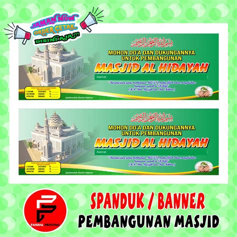 Jual Spanduk Banner Backdrop Pembangunan Masjid Ukuran X Meter Shopee Indonesia