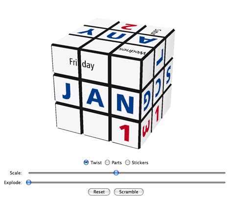 Virtual Cubes Rubiks Cube Calendar Cubes English Calendar Cube