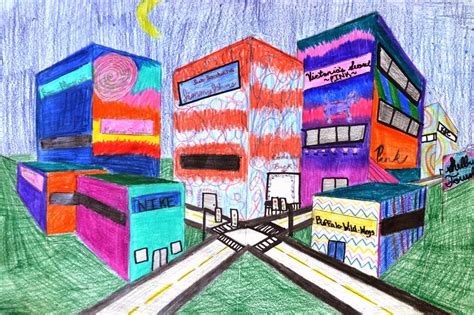 Lessons From The K 12 Art Room Two Point Perspective Cityscapes
