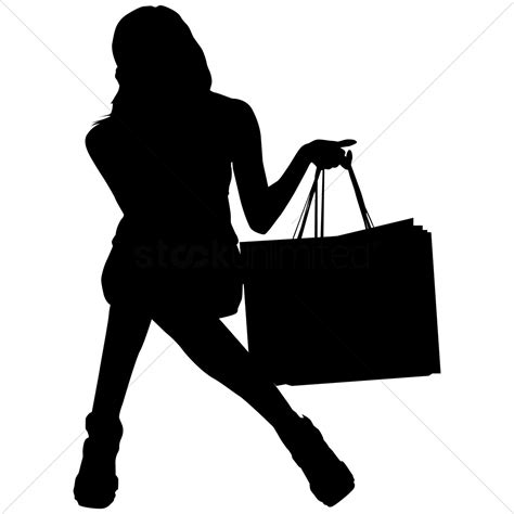 Free Silhouette Of A Woman With Shopping Bags Vector Image 1253848
