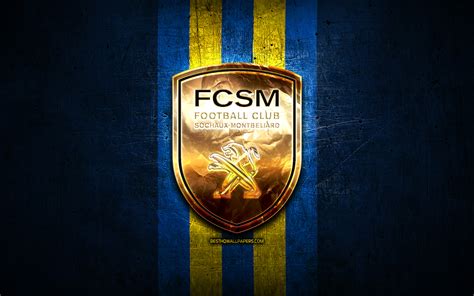 Download wallpapers Sochaux FC, golden logo, Ligue 2, blue ...