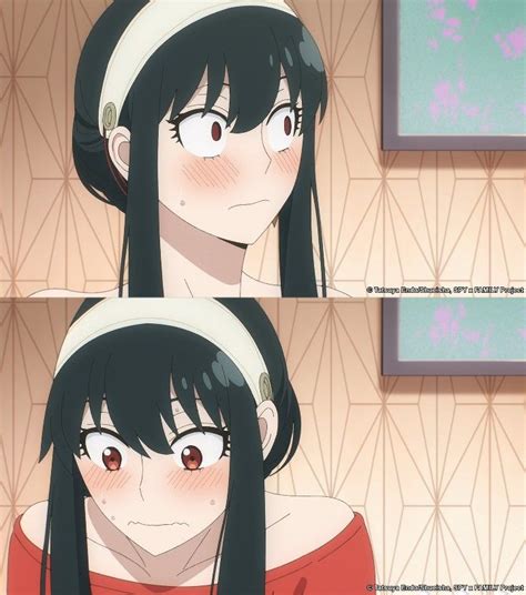Two Anime Girls With Long Black Hair And Red Eyes Looking At Each Other